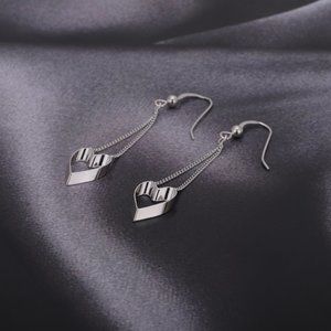 Vanbelle Sterling Silver Jewelry Dangling Heart Earrings